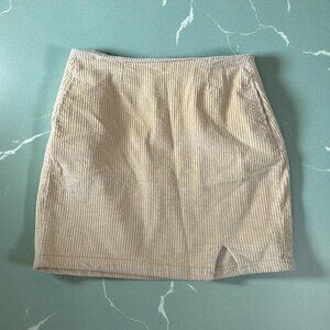 BP Beige Corduroy Slit Mini Skirt Size Medium